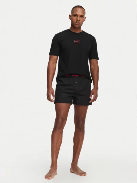 HUGO Піжама Soren Short Set чорний