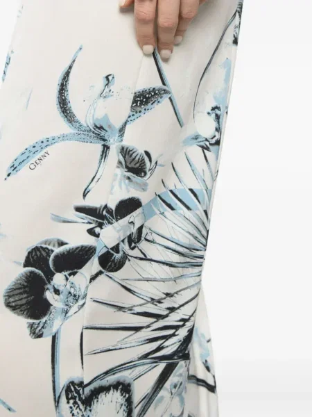 Pantaloni Genny cu model floral cu imagine albastru