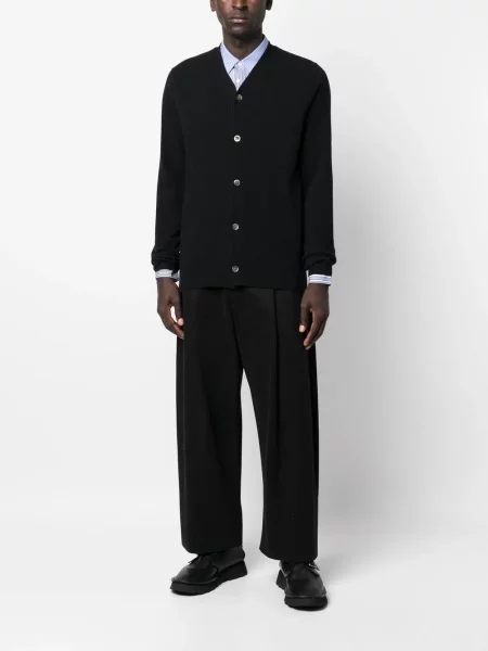 Вълнена жилетка Comme Des Garçons Shirt с V-образно деколте черно