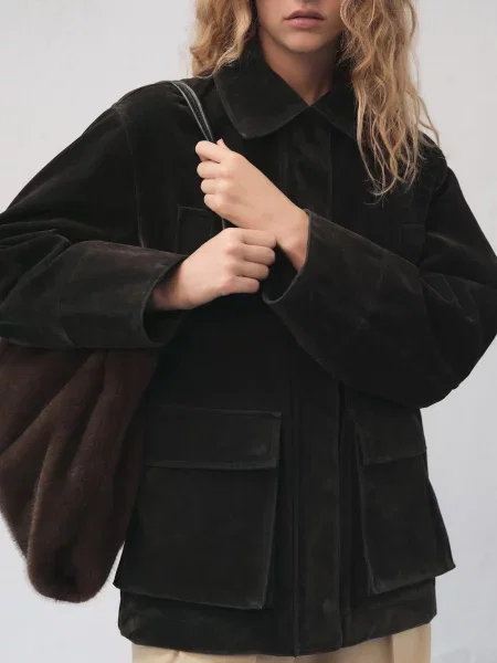 Парка MANGO темно-коричневий бавовна/віскоза коричнева