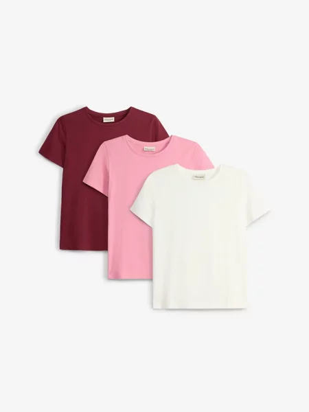 T-shirt z czystej bawełny organicznej 3 szt. biała