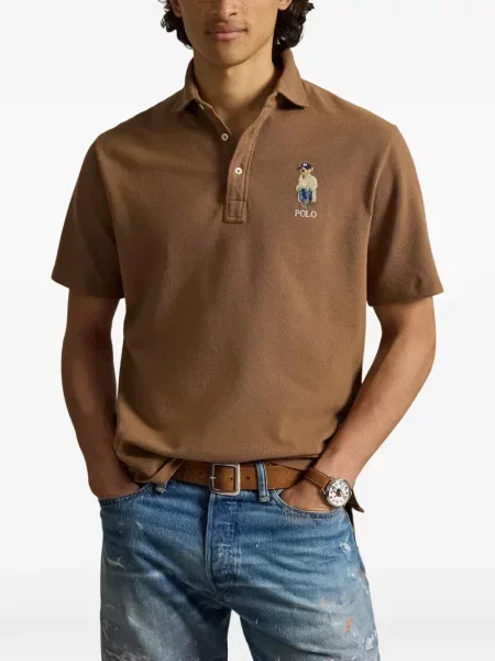 Μεταξωτό καρό polo Polo Ralph Lauren με αυτόγραφο μαύρο