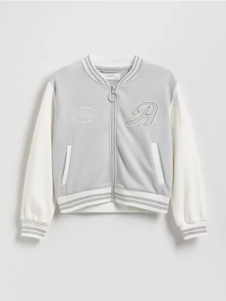 Reserved Rozpinana bluza bomberka jasnoszary