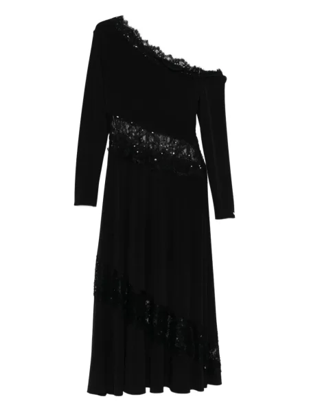Rochie Nissa din dantelă cu un umăr gol de costum negru
