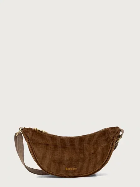 Barbour geantă crossbody pentru femei din catifea reiată maro