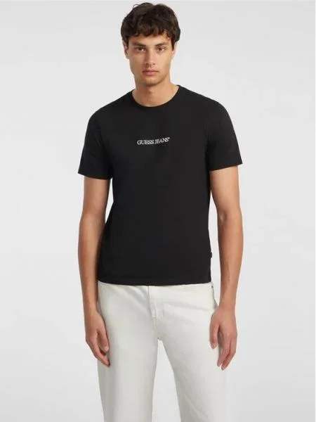 Tricou Guess Jeans clasic scurt negru