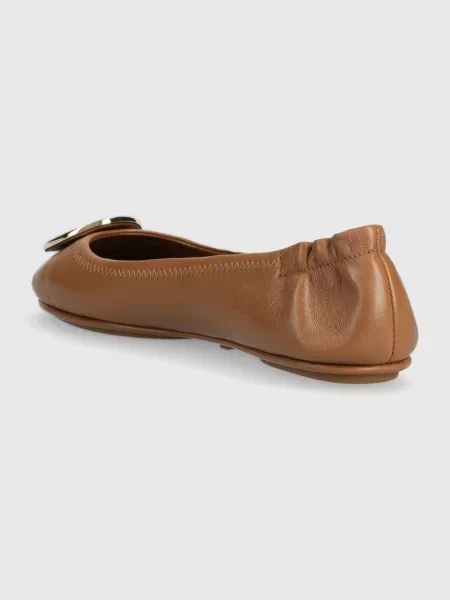 Tory Burch bőr balerina cipő Minnie Travel Ballet barna