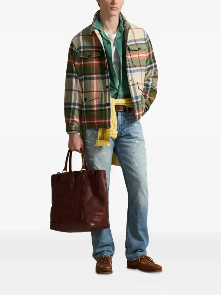 Șapcă Polo Ralph Lauren cu decolteu în V cu autograf în carouri albastru