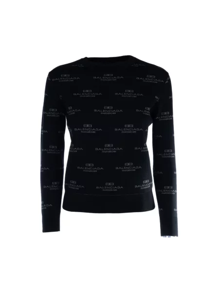 Sweter Balenciaga z logo czarny