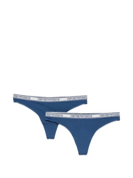 Chiloți tanga Emporio Armani cu autograf albastru