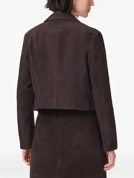 Decupat sacou Allsaints din piele de căprioară maro