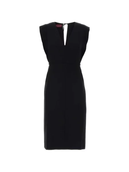 Rochie midi Gucci cu decolteu în V negru