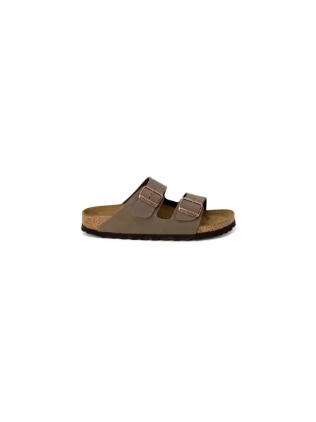 Klapki Birkenstock zamszowe brązowe