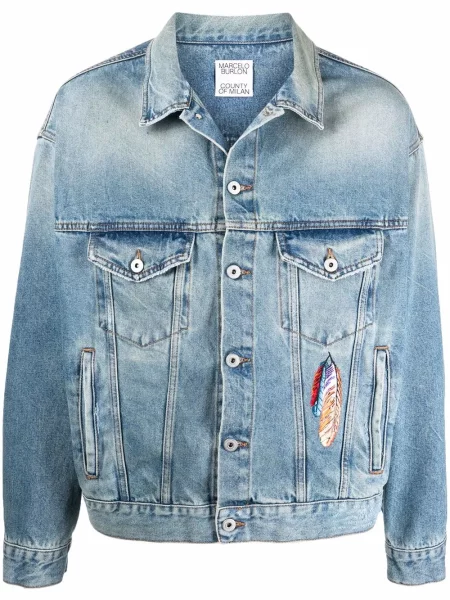 Geacă de blugi Marcelo Burlon County Of Milan cu broderie albastru