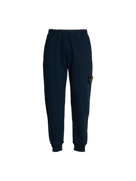 Lniane spodnie dresowe Stone Island z kamieniami niebieskie