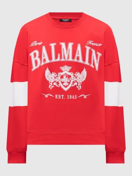 Світшот з вишивкою Balmain College червоний