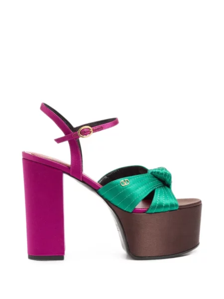 Sandale Valentino Garavani din satin cu platformă verde