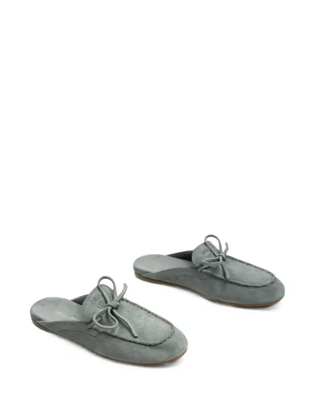 Papuci tip mules Miu Miu din piele de căprioară albastru