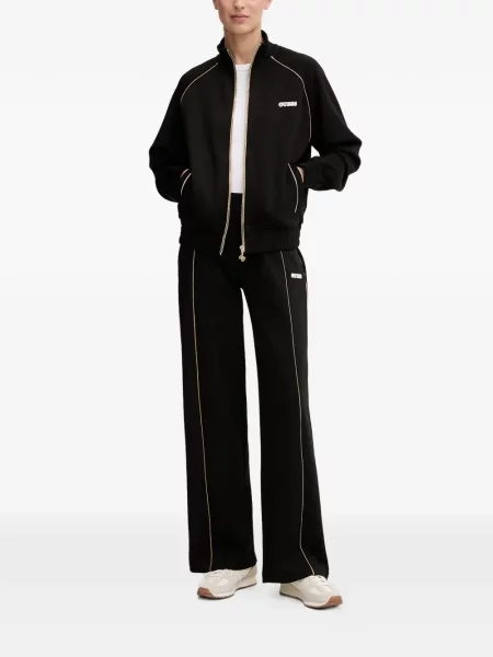 Pantaloni Guess cu dungi alergare negru