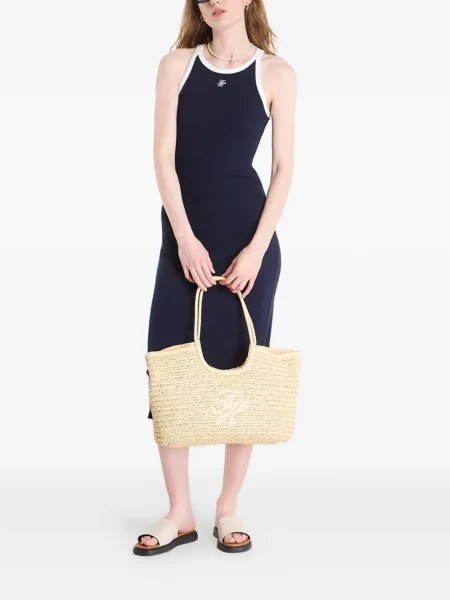 Rochie midi Tommy Hilfiger cu autograf albastru