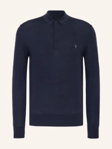 Allsaints Koszulka Polo Z Dzianiny Mode Z Wełny Merino blau