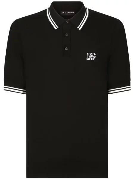 Polo Dolce & Gabbana cu broderie cu dungi negru