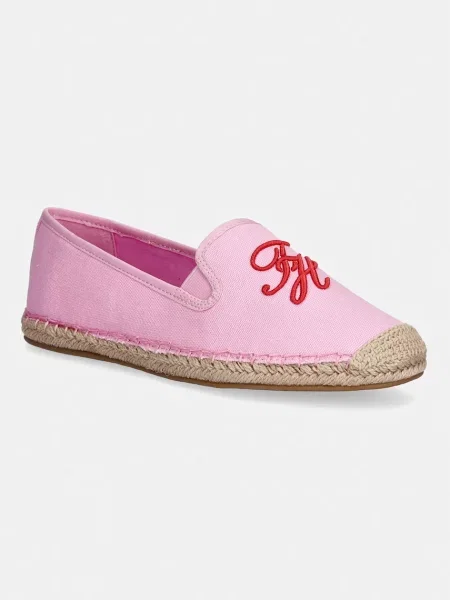 Tommy Hilfiger espadrilky dámske TH SCRIPT SUMMER ESPADRILLE ružová
