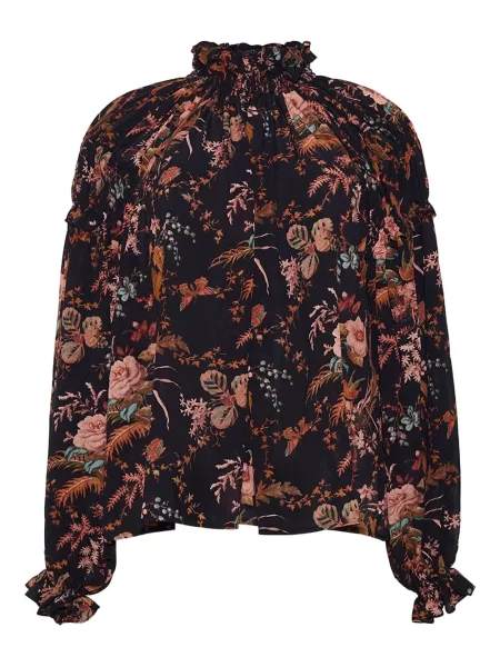 Bluză Cara Cara cu model floral negru
