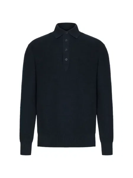 Tricou polo Zegna din cașmir albastru