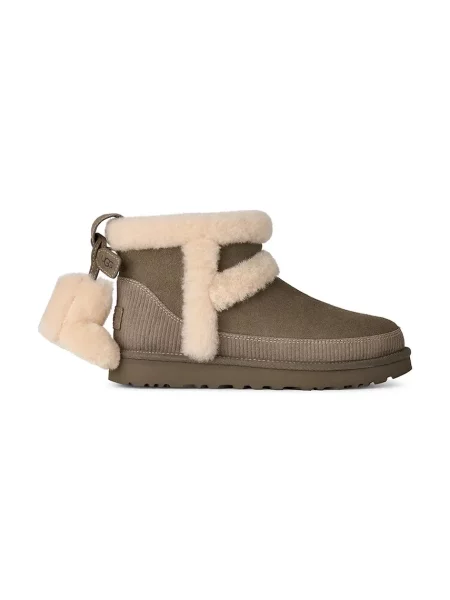 UGG W Classic Mini Heritage cizme de zăpadă pentru femei din piele întoarsă bej