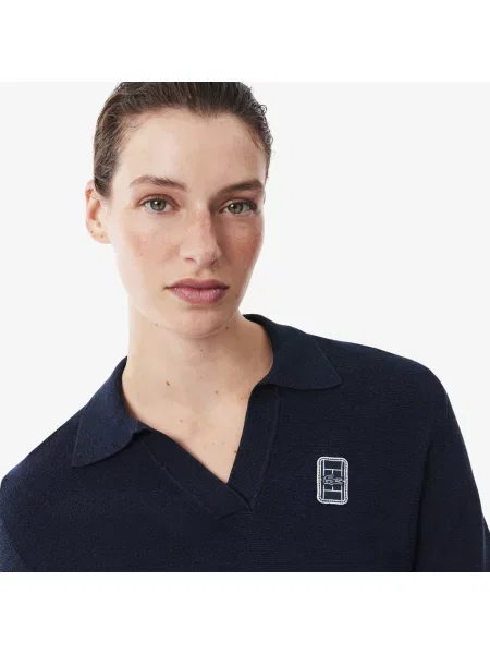 Lacoste Dziana Koszulka Polo Regular Fit Z Otwartym Kołnierzykiem I Naszywką granatowa