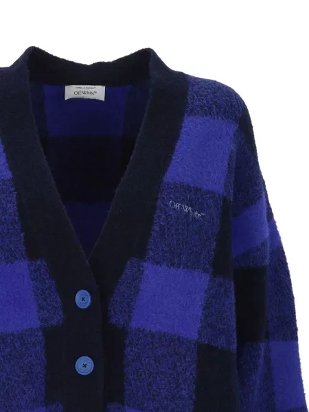 Cardigan Off-white de lână în carouri alb