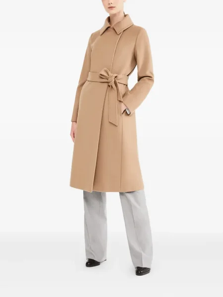 Cu centură palton Max Mara de lână maro
