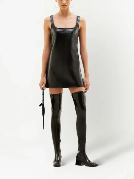 Siuvinėta kostiumas mini mini suknelė Courreges juoda