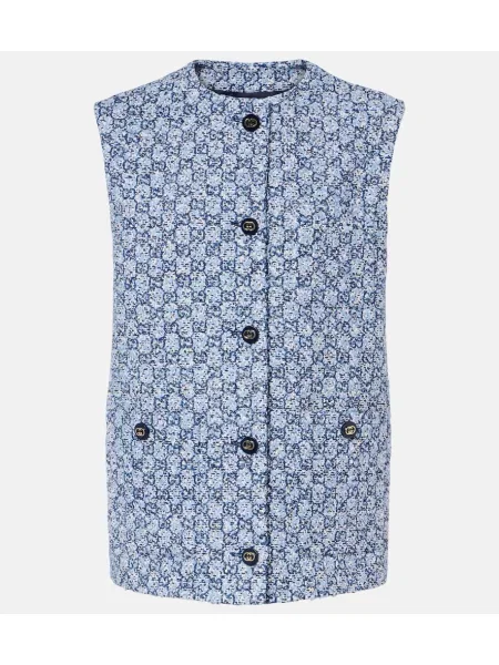 Top Gucci tweedowy niebieski