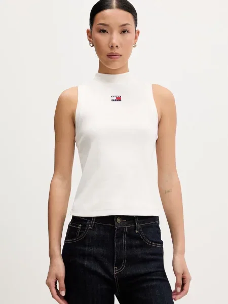 Tommy Jeans ženski top od pamuka s elastanom bež