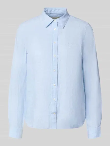 Bluzka lniana o kroju regular fit z wyhaftowanym logo Gant