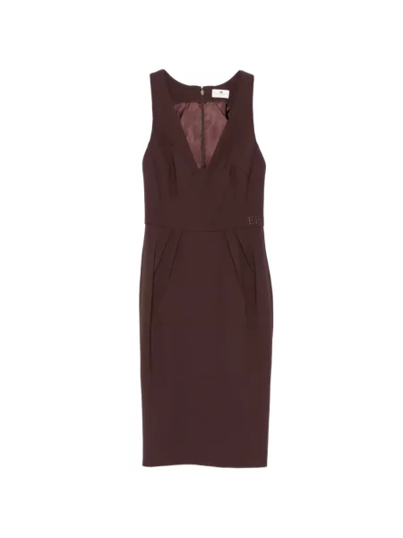 V-nyakú midi ruha Elisabetta Franchi barna