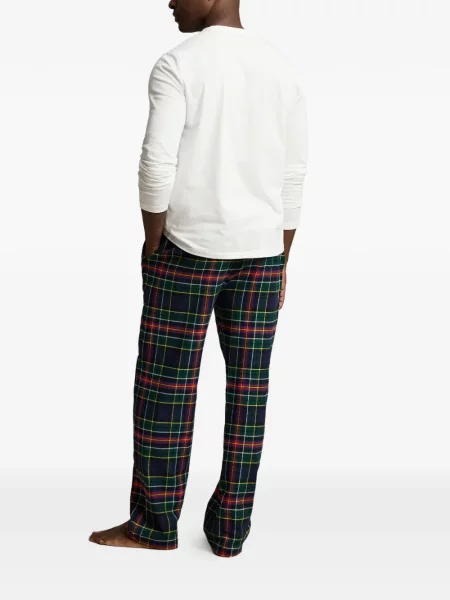 Καρό σλιπ σετ Polo Ralph Lauren με βολάν φανελένια πράσινο