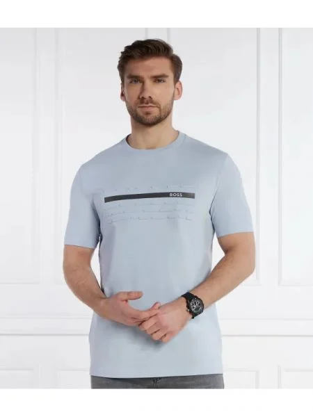 BOSS GREEN Tricou Tee 4 | stretch albastru