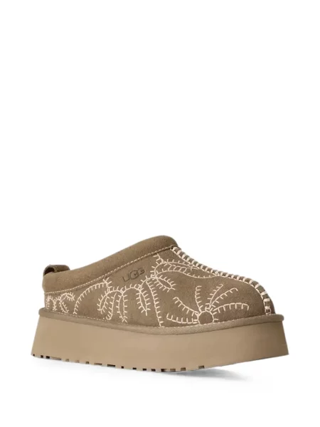 Papuci tip mules Ugg cu broderie cu platformă maro