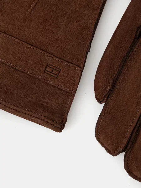 Tommy Hilfiger Kožené rukavice hnědé