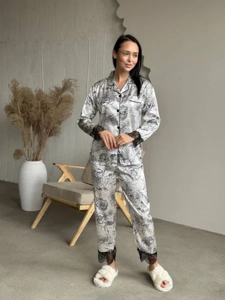 Піжама Nova Vega шовк сірий