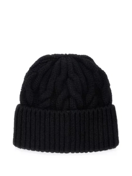 Pletený čepice Moncler Grenoble s autogramem černý