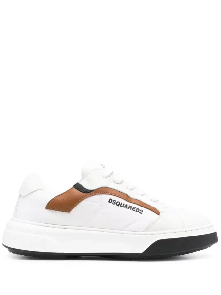 Sneakerși Dsquared2 cu șireturi cu imagine din dantelă alb