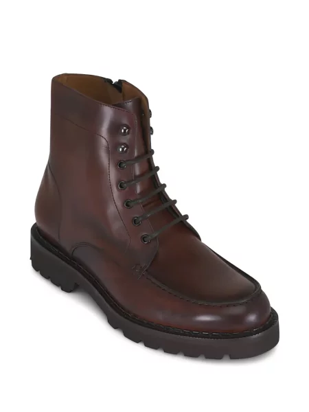 Botine Ron White cu șireturi din piele alb