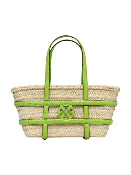 Tory Burch torebka z rafii Ella Straw beżowy