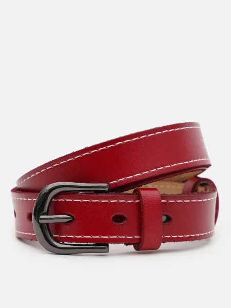 Шкіряний ремінь Borsa Leather з ремінцями червоний