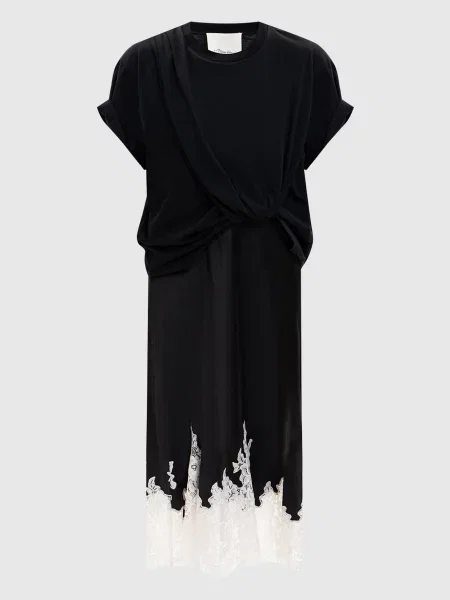 Сукня подвійної конструкції з мереживом 3.1 Phillip Lim чорна