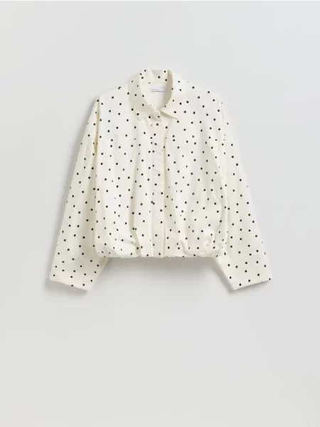Reserved Сорочка в горошок кремовий 